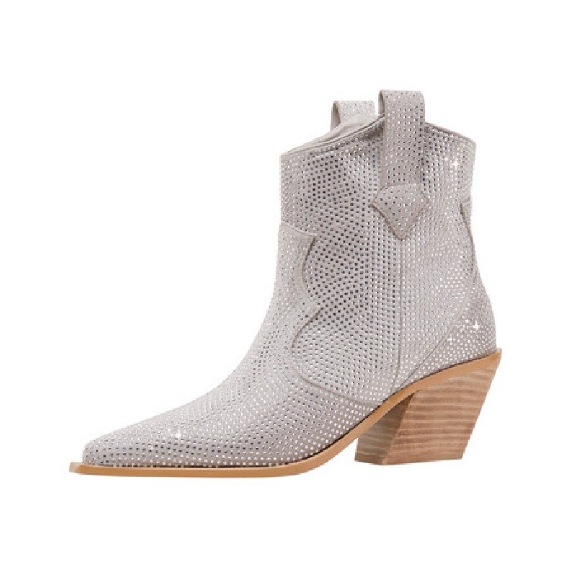 Cizme de damă cowboy, cizme la gleznă, piele, chic western, toc jos, toc mediu, vârf rotund, fără slip, pantofi de birou de zi cu zi_voghion.com