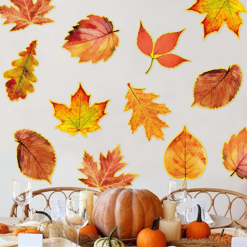 Otoño Día de Acción de Gracias decoración arce parches de otoño cosecha fiesta atmósfera decoración pegatinas parches