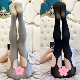白色开裆天鹅绒连裤袜女性感丝袜可爱日系长筒袜 春秋吊带连袜