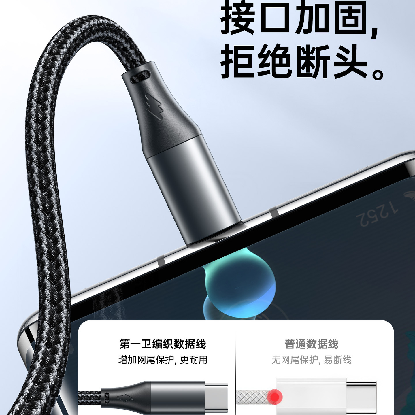 Cable de datos de 60W para Apple 15 / 16 / 17 Cable de carga rápida C-C para computadoras dual-Cipad