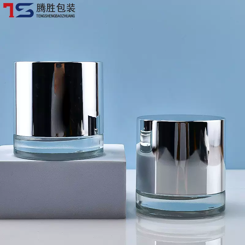 厂家现货50g睡眠面膜瓶 电化铝膏霜瓶电镀亮银盖子 ANA同款玻璃瓶