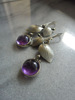 Crystal with amethyst, fashionable earrings, European style, boho style