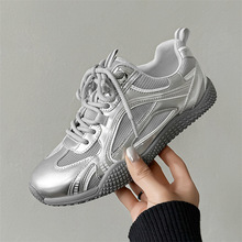 新款老爹鞋女2024夏季女士轻便运动鞋百搭跑步鞋厚底网面透气女鞋