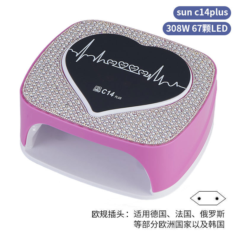 Lámpara de manicura inteligente de alta gama de luz de terapia de diamante 256W de alta potencia de pegamento de vinilo lámpara de horneado de dos manos secador de uñas transfronterizas