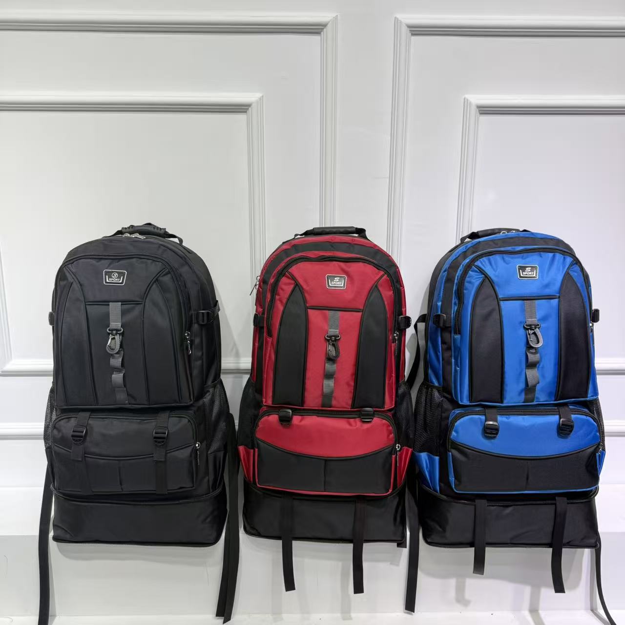 New cross-border large-capacity hiking backpack, nylon outdoor camping backpack, expandable double-shoulder backpack, wholesale from manufacturer