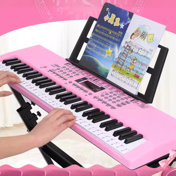 2023厂家直销新款61键玩具儿童电子琴初学者琴 送话筒电源琴谱