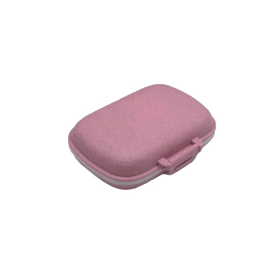 Amazon paja de trigo portátil 8-rejilla sellada caja de la píldora impermeable a prueba de humedad caja de almacenamiento de embalaje 7 días a la semana