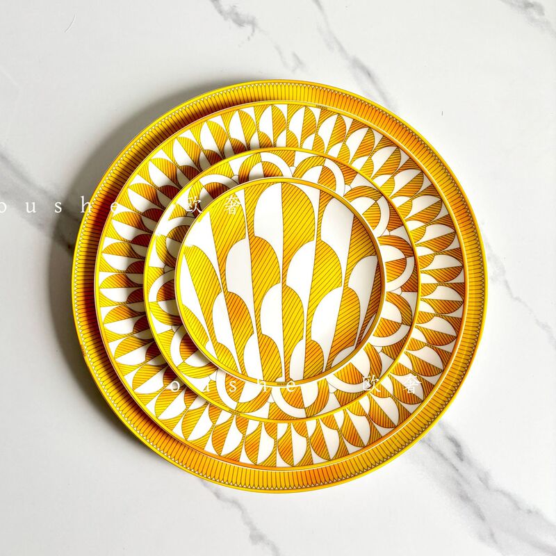European-Style Aijia Bone China Western Dinner Plate Table Setting Flat Plate Fashion Set Shallow Plate High-End Tableware