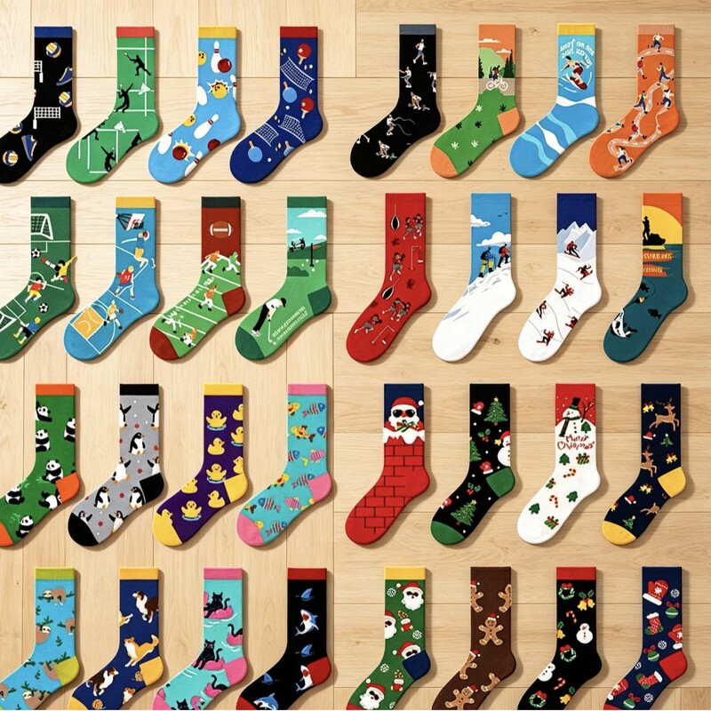 Cross-border mid-calf socks in stock, European and American trendy animal jacquard Christmas socks, long socks, Amazon Cross-border mid-calf socks in stock, European and American trendy animal jacquard Christmas socks, long socks, Amazon