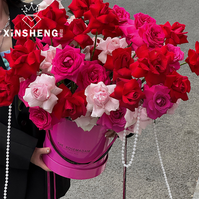 芯苼 新款简约镜面抱抱桶鲜花花艺包装材料diy手工高级花束插花桶