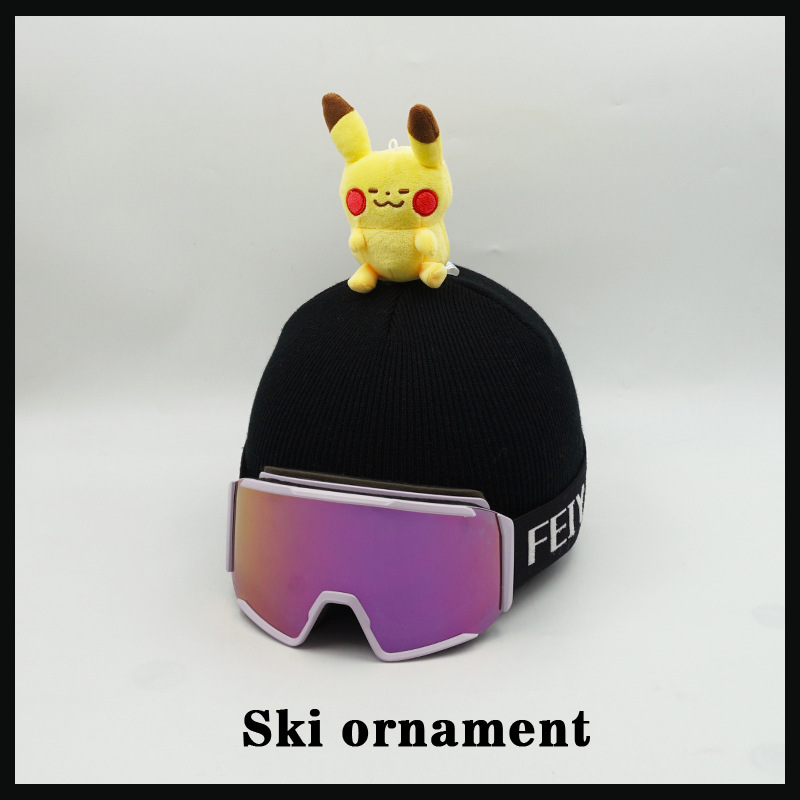 Creative Versatile Personality Bean Eye Pikachu Doll Ski Hat Set Headgear Accessories Wool Hat Handmade