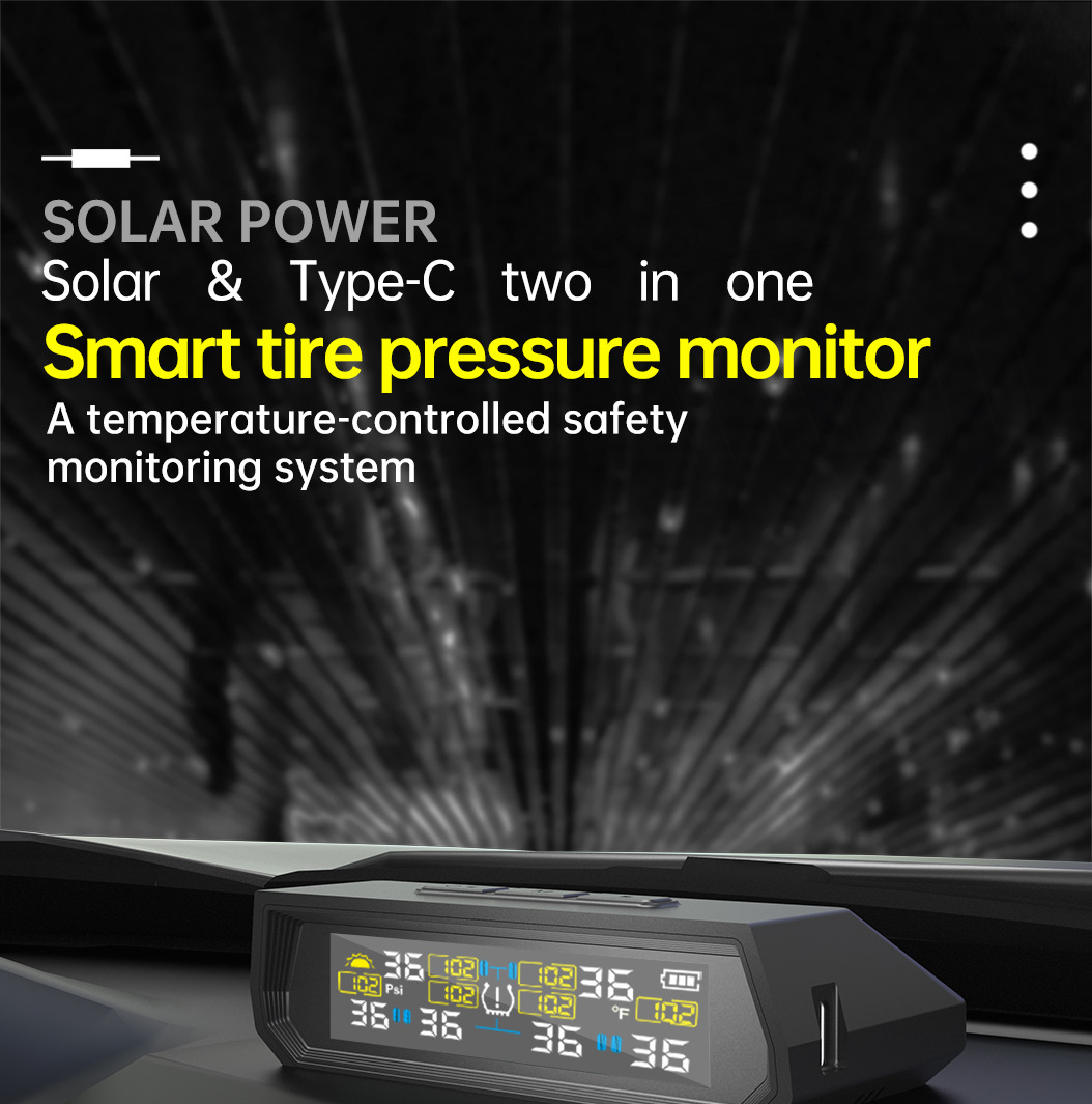 T17-6 Wheel-Mounted Tire Pressure Detector Solar-Powered Tire Pressure Monitoring High-Precision Wireless Rv Tire Pressure Tpms Cross-System