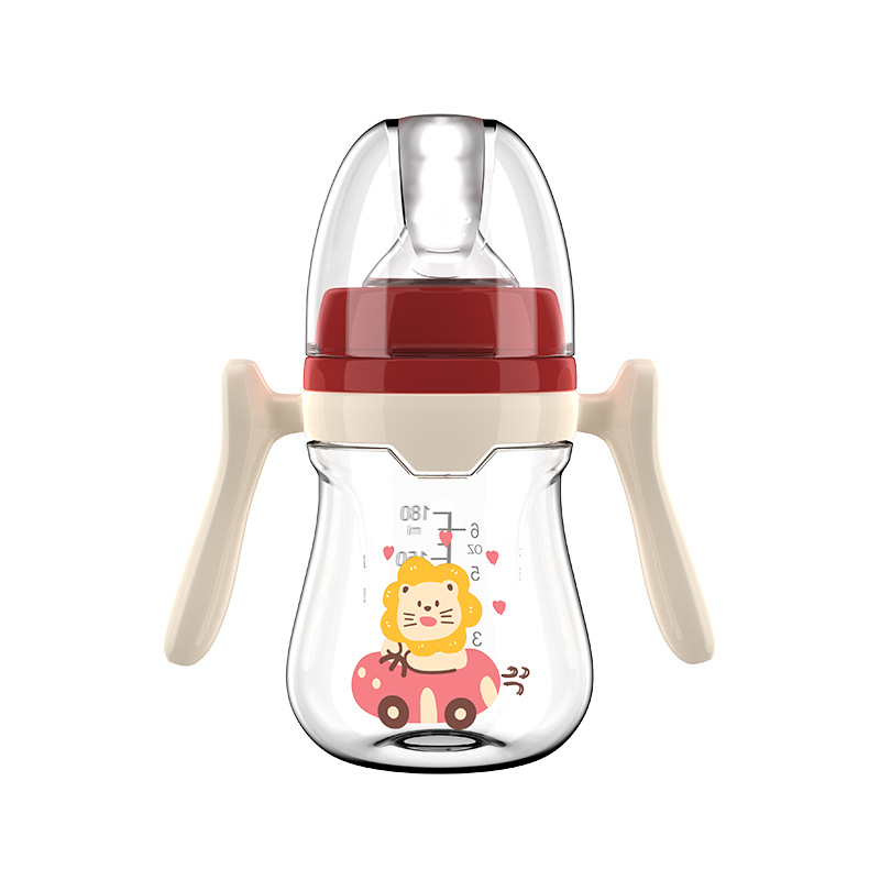 Pezón de boca ancha para bebés 180/240/280ml Serie simple con mango PP biberón sin pajitas