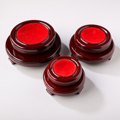 Wooden crystal ball round base ornaments mahogany root carving double-layer rotating base bracket gourd walnut egg carving base