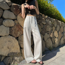 安尘 天丝亚麻 白色阔腿裤女2026夏季薄款冰丝高腰老钱风休闲裤