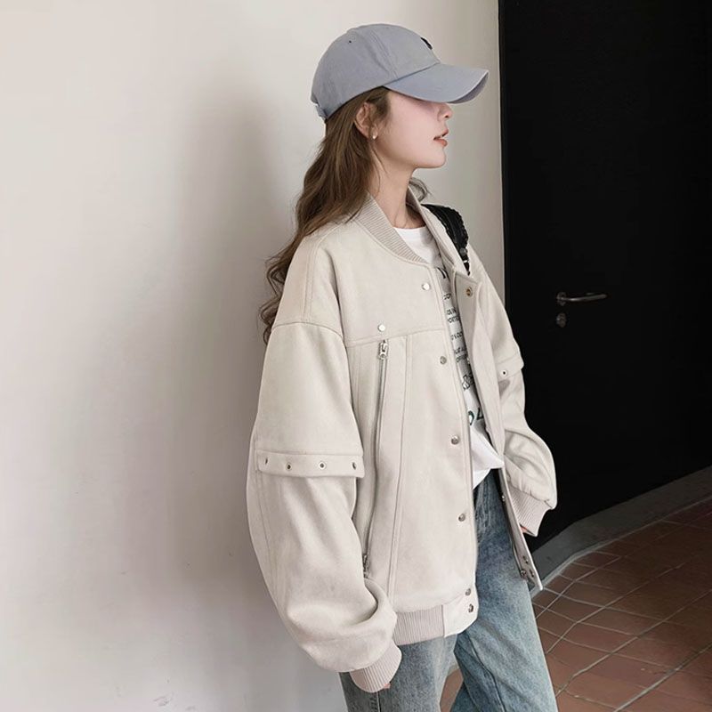 美式复古棒球服外套女春秋季2025新款重工金属休闲时尚夹克上衣女|undefined