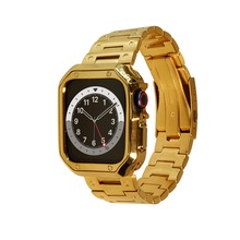 适用于苹果applewatch1/2/3/4/5/6/7不锈钢实心苹果新款表带