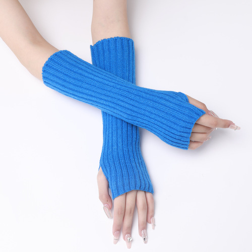 30 long striped gloves new cross-border autumn and winter woolen sleeves for men and women mid-length knitted warm fingerless fake sleeves