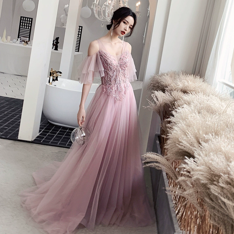 Платье подружки невесты, длинная пудра, юбка, новая коллекция, облегающее