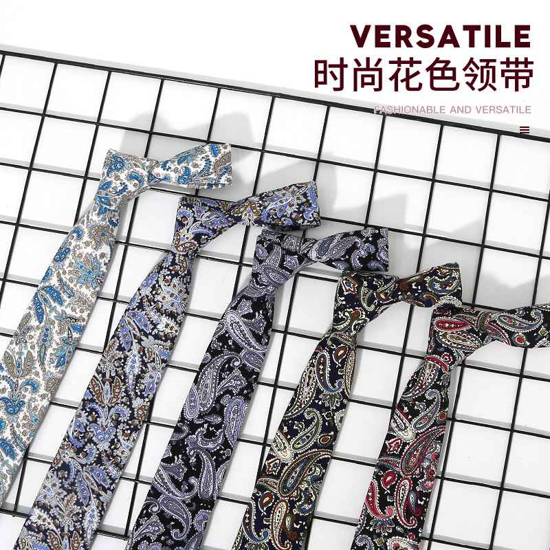 패션 면 인쇄 남자의 넥타이 재고 도매 남자의 6cm 꽃 캐주얼 넥타이 공장 직접 공급 복고풍 좁은