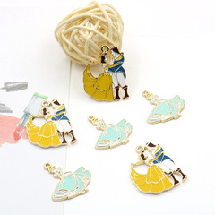 DIY飾品配件滴油合金公主與王子吊墜項鍊掛件 耳環鑰匙扣配飾材料