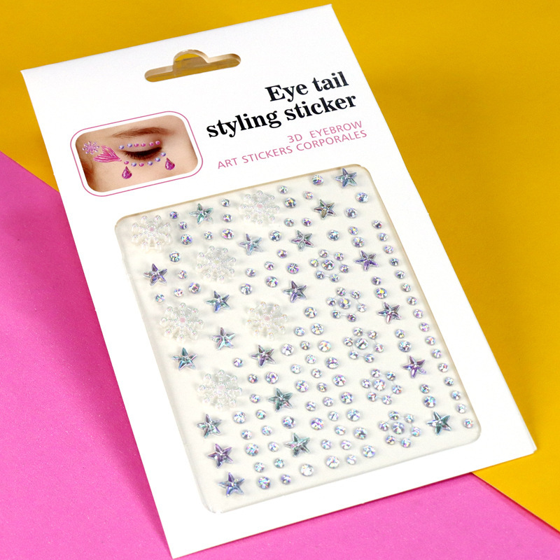 Pegatinas de Pedrería para Maquillaje Facial y Ojos de Resina Autoadhesivo Brillante para Maquillaje Facial y Ojos