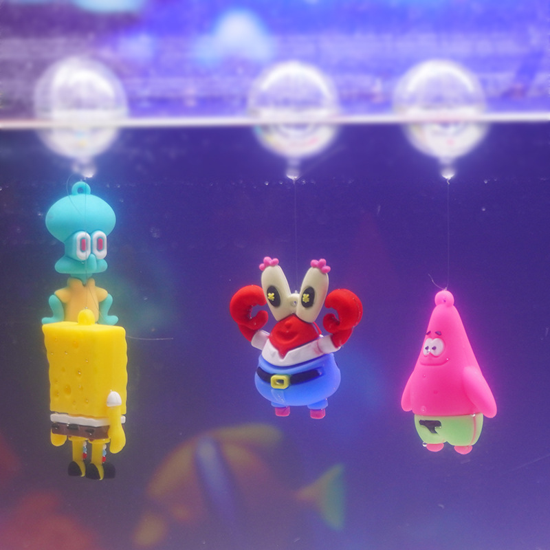 Acuario de mesa pequeña pecera decoración decoración nuevo Bob Esponja flotante muñeca de PVC creativa Pai Daxing