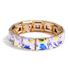 Glossy fashionable crystal, quality elastic metal golden water, women's bracelet, European style