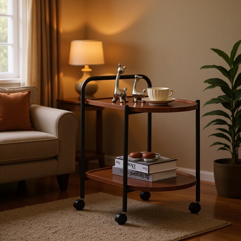 Movable Small Coffee Table, Trolley, Living Room Sofa, Side Table, Mini Table, Wheeled Storage Rack, Nordic Style Dining Cart