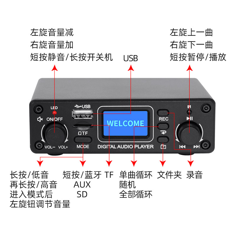 Reproductor de alta calidad de alta calidad reproductor de Bluetooth sin pérdidas reproductor de Bluetooth reproductor de potencia decodificador de placa decodificador
