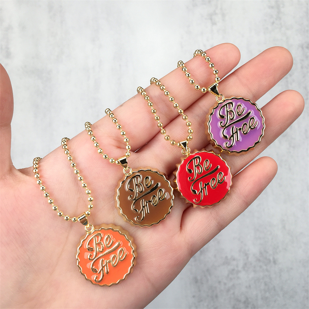 wholesale jewelry drip oil bottle cover pendant copper necklace nihaojewelry