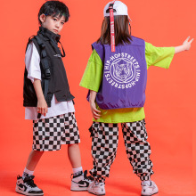 少儿童宽松嘻哈街舞短袖t恤定制logo舞蹈培训班表演爵士舞队服装