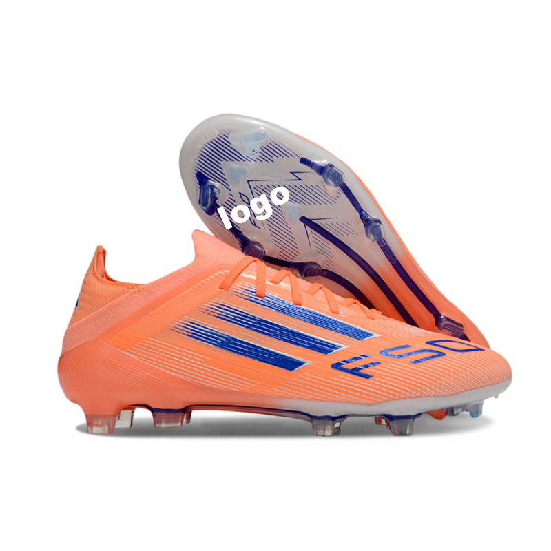 Fábrica de comercio exterior transfronterizo F50 zapatos de fútbol FG rosa con cordón de entrenamiento zapatos de fútbol para hombres hierba natural