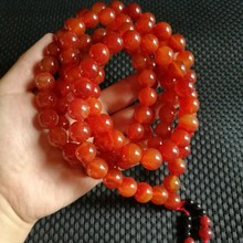 批发红玛瑙108颗佛珠项链毛衣链念珠朝珠项链14.2MM
