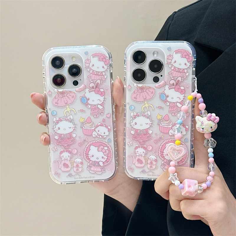 少女粉蕾丝帽Kitty链条适用iPhone17苹果16ProMax/15手机壳14新款|undefined