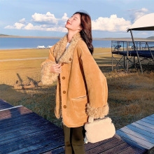 仿皮毛一体羊羔毛外套女2025秋冬季新款韩系小个子两面穿保暖棉服