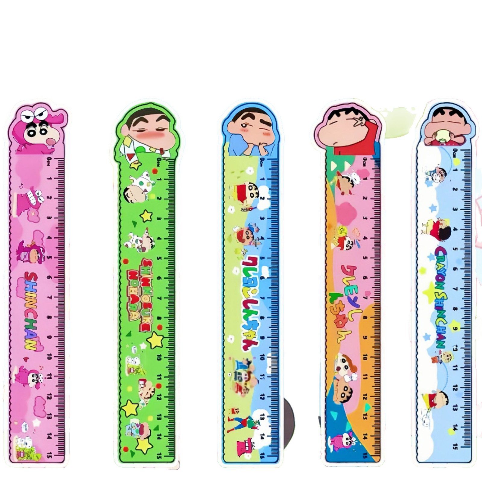 Lápiz de dibujos animados regla recta de forma especial onda de alto valor facial 15cm regla de medición de dibujos animados para estudiantes de papelería