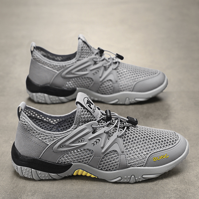 Zapatos de malla de verano para hombre, malla transpirable, zapatos finos para hombre, zapatos de senderismo de red única huecos, zapatos de moda deportiva de ocio de verano