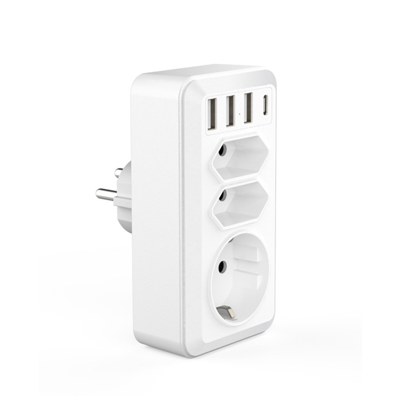 新款欧规墙壁插座转换器一转三多功能德标法规扩展器3USB欧规排插