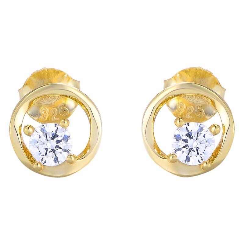 S925 plata esterlina europea y americana geométrica circular hueco-fuera de circón pendientes temperamento femenino sense pendientes nicho diseño luz lujo