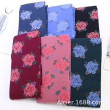 日系超好看的玫瑰花提花连裤袜女 Modern Red 植绒碎花朵打底袜子