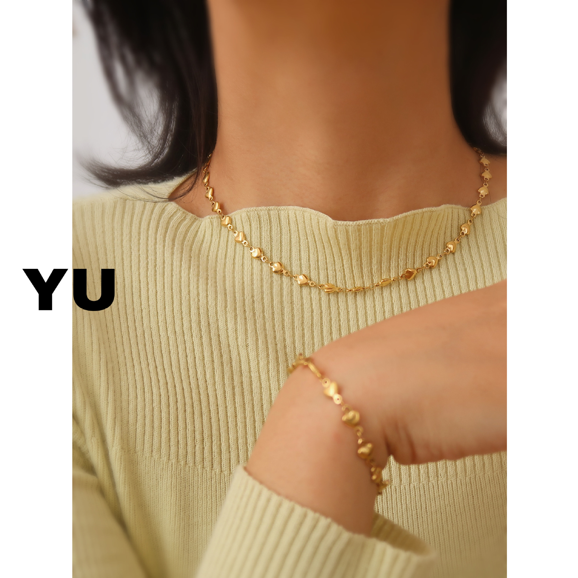 5g Weight Bracelets, Necklace Classification 1 Piece Quantity Daily Occasion Titanium Steel Material Heart Shape Pattern Women's Gender Plating Design Simple Style Style Titanium Steel Simple Style Heart Shape Plating Bracelets Necklace 6