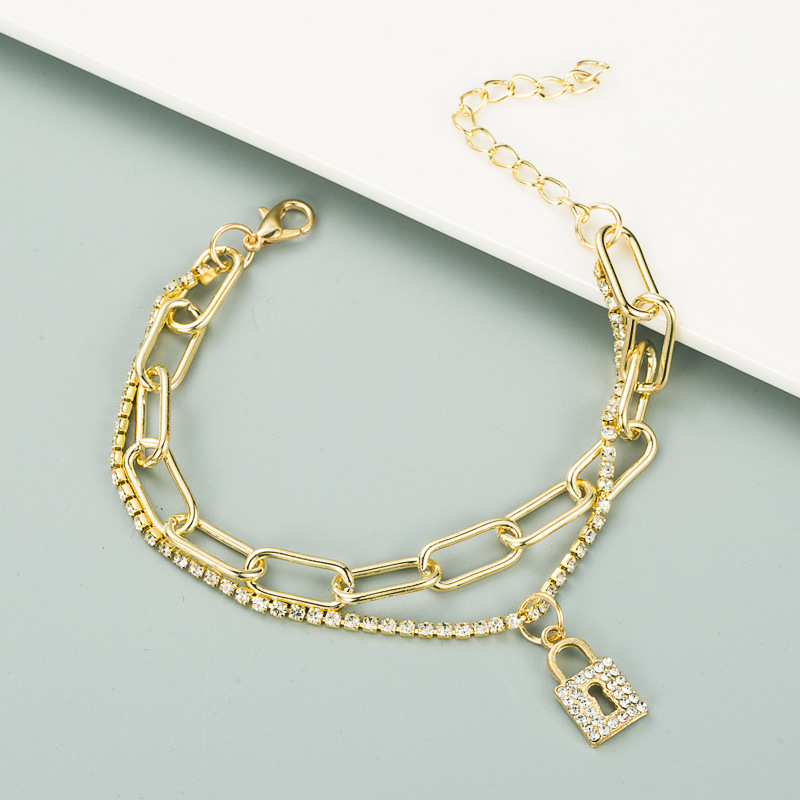 Korean Fashion New Love Lock Chain Bracelet display picture 3