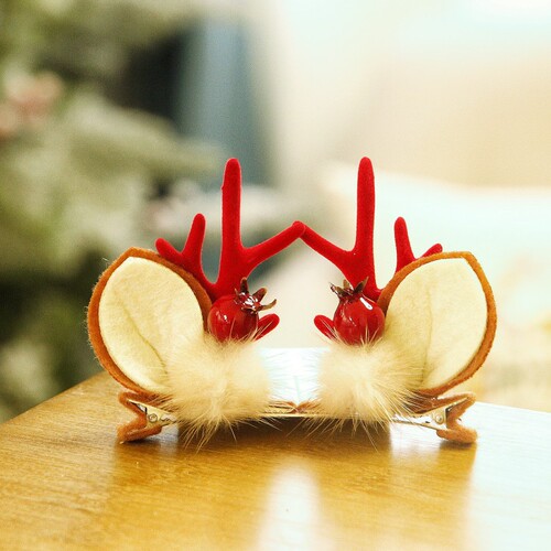 Christmas Hairpin New Deer Antler Hair Accessories  Christmas Festival Internet Celebrity Cute Elk Antler Ornaments Headwear Pair Clip