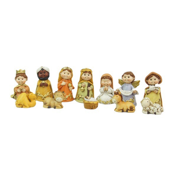 Cruz-frontera Amazon religiosa de dibujos animados lindo 12-pieza caballo conjunto decoración Navidad regalo decorativo resina artesanía