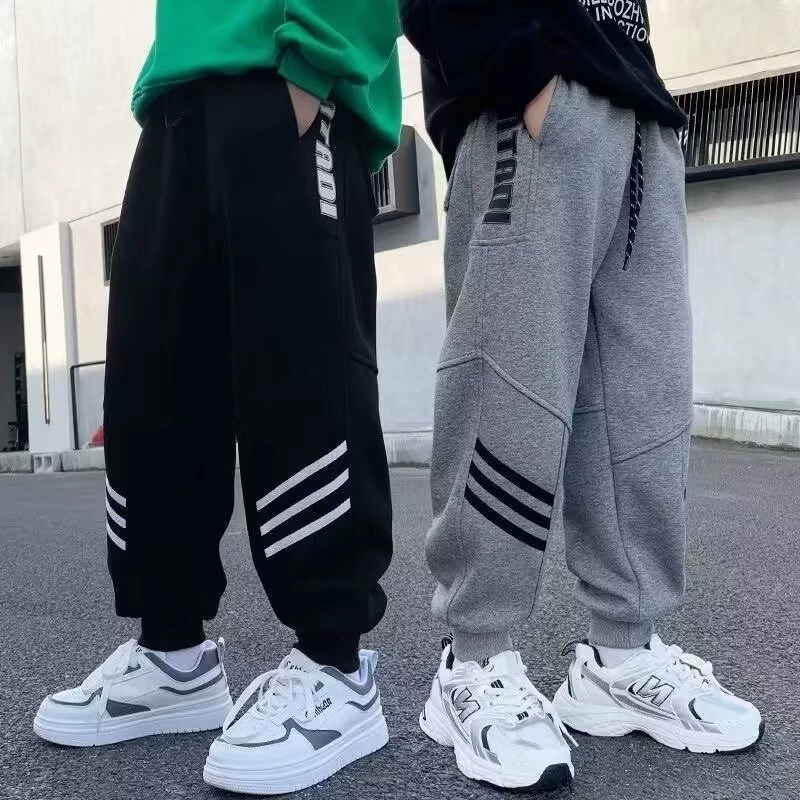 Брюки для мальчиков Весна и Осень Прямые Широкие Штаны 2024 Новый CUHK Детские Мальчики Осенние спортивные повседневные брюки Волна