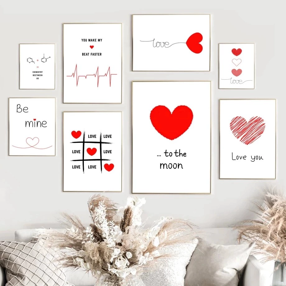 Холстовая картина минималистичная линия абстракция любовь судоку LOVE Nordic домашнее оформление гостиная спальня декоративная картина ядро