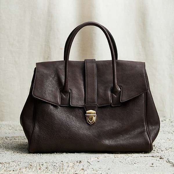 2025 Qiuzhen Women's Genuine Leather Handheld Briefcase, Premium Vintage Large Capacity Commuter Top Grain Vegetable-Tanned Cowhide Bag - Thumbnail 2