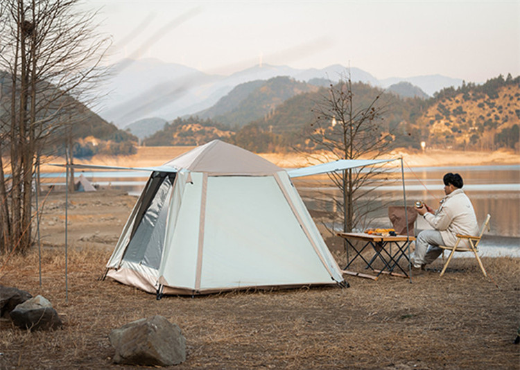 Outdoor Camping Tent Portable Folding Camping Beach Automatic Sun Protection and Rainstorm Protection Double-layer Tent