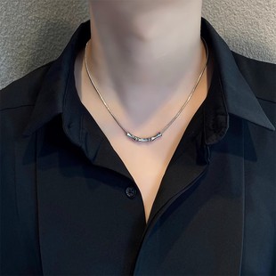 Titanium Steel Bamboo Joint Necklace for Men Trendy Niche High-End Stylish Collarbone Chain New Popular Simple Versatile Accessory